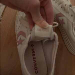 Converse Women Cream and Pink Star Player Sneakers